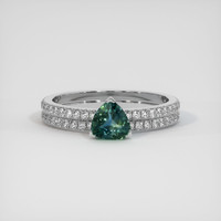 0.83 Ct. Bluish Green Sapphire Ring, 10K White Gold 1