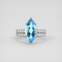 3.90 Ct. Swiss Blue Topaz Ring, 14K White Gold 1