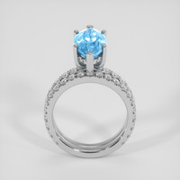 3.90 Ct. Swiss Blue Topaz Ring, 14K White Gold 3
