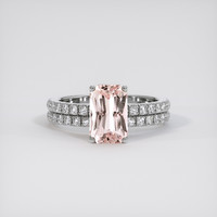 2.51 Ct. Peach Sapphire Ring, 14K White Gold 1