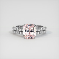 3.09 Ct. Peach Sapphire Ring, 14K White Gold 1