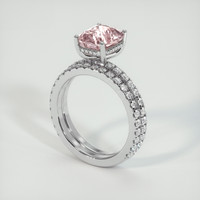 3.09 Ct. Peach Sapphire Ring, 14K White Gold 2