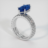 3.07 Ct. Blue Sapphire Ring, 14K White Gold 2