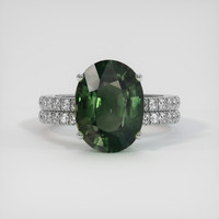 5.21 Ct. Green Sapphire Ring, 18K White Gold 1