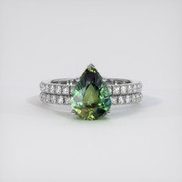 3.00 Ct. Yellowish Green Sapphire Ring, 18K White Gold 1