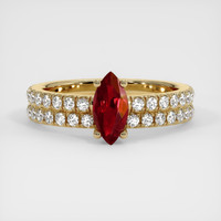 0.76 Ct. Ruby Ring, 14K Yellow Gold 1