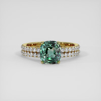 2.15 Ct. Bluish Green Sapphire Ring, 14K Yellow Gold 1