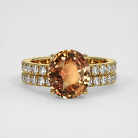 3.11 Ct. Orangish Brown Sapphire Ring, 14K Yellow Gold 1