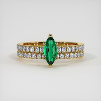 0.42 Ct. Emerald Ring, 18K Yellow Gold 1