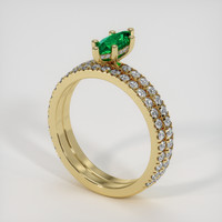 0.42 Ct. Emerald Ring, 18K Yellow Gold 2
