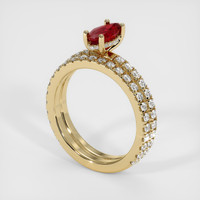 0.76 Ct. Ruby Ring, 18K Yellow Gold 2