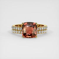 3.22 Ct. Pinkish Brown Sapphire Ring, 18K Yellow Gold 1