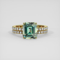 4.18 Ct. Bluish Green Sapphire Ring, 18K Yellow Gold 1