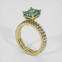 4.18 Ct. Bluish Green Sapphire Ring, 18K Yellow Gold 2