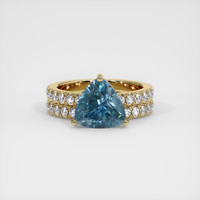 2.12 Ct. Greenish Blue Sapphire Ring, 18K Yellow Gold 1