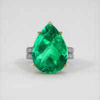 14.84 Ct. Emerald Ring, 18K Yellow & White 1