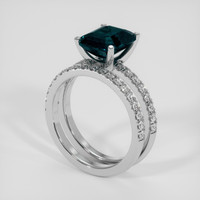 3.50 Ct. Greenish Blue Sapphire Ring, Platinum 950 2