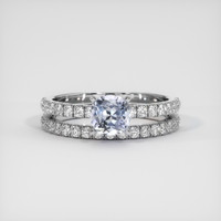 0.60 Ct. Greyish Blue Sapphire Ring, 10K White Gold 1