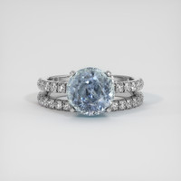 3.58 Ct. Greyish Blue Sapphire Ring, 10K White Gold 1