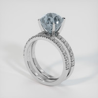 3.58 Ct. Greyish Blue Sapphire Ring, 10K White Gold 2