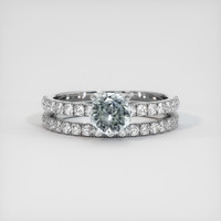 0.66 Ct. Bluish Grey Sapphire Ring, 10K White Gold 1