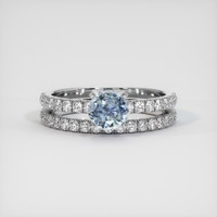 0.60 Ct. Greyish Blue Sapphire Ring, 10K White Gold 1