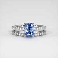 2.05 Ct. Blue Sapphire Ring, 14K White Gold 1