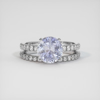 2.41 Ct. Bluish Grey Sapphire Ring, 14K White Gold 1