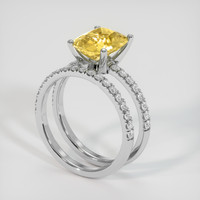 3.12 Ct. Yellow Sapphire Ring, 14K White Gold 2
