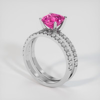 3.13 Ct. Pink Sapphire Ring, 18K White Gold 2