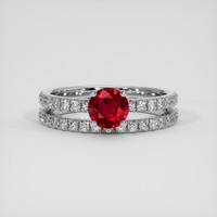 0.64 Ct. Ruby Ring, 18K White Gold 1