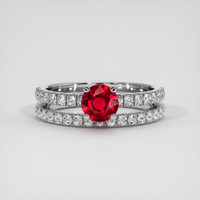 0.68 Ct. Ruby Ring, 18K White Gold 1
