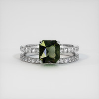 2.97 Ct. Greenish Brown Sapphire Ring, 18K White Gold 1
