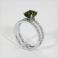 2.97 Ct. Greenish Brown Sapphire Ring, 18K White Gold 2