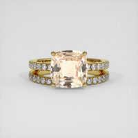 4.05 Ct. Peach Sapphire Ring, 14K Yellow Gold 1