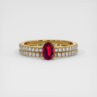 0.61 Ct. Ruby Ring, 18K Yellow Gold 1