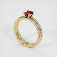 0.61 Ct. Ruby Ring, 18K Yellow Gold 2