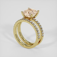 4.05 Ct. Peach Sapphire Ring, 18K Yellow Gold 2