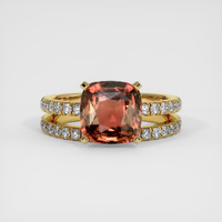 3.22 Ct. Pinkish Brown Sapphire Ring, 18K Yellow Gold 1