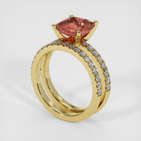 3.22 Ct. Pinkish Brown Sapphire Ring, 18K Yellow Gold 2