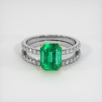 1.55 Ct. Emerald Ring, 18K Yellow & White 1