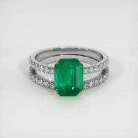 1.18 Ct. Emerald Ring, 18K Yellow & White 1