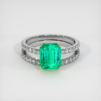 1.60 Ct. Emerald Ring, 18K Yellow & White 1