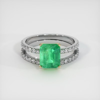 1.64 Ct. Emerald Ring, 18K Yellow & White 1