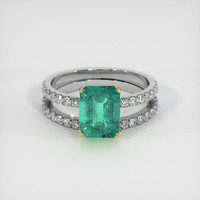 1.47 Ct. Emerald Ring, 18K Yellow & White 1