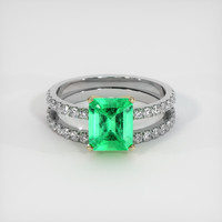 1.34 Ct. Emerald  Ring - 18K Yellow White
