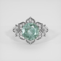 3.93 Ct. Bluish Green Sapphire Ring, Platinum 950 1