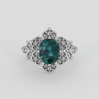 2.21 Ct. Bluish Green Sapphire Ring, Platinum 950 1