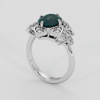 2.21 Ct. Bluish Green Sapphire Ring, Platinum 950 2
