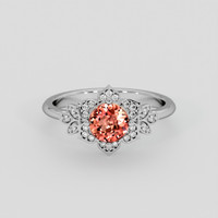 1.07 Ct. Padparadscha Sapphire Ring, Platinum 950 1